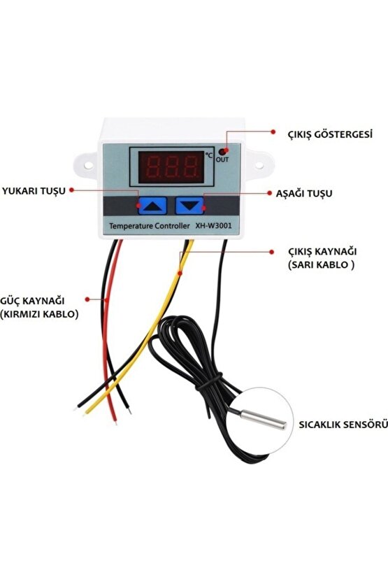 Xh-w3001 12v Dc Dijital Termostat Akvaryum Kuluçka Makinesi