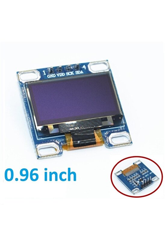 128x64 Oled Ekran Display Lcd 0.96 I2c Arduino Raspberry Pı Mavi, Blue