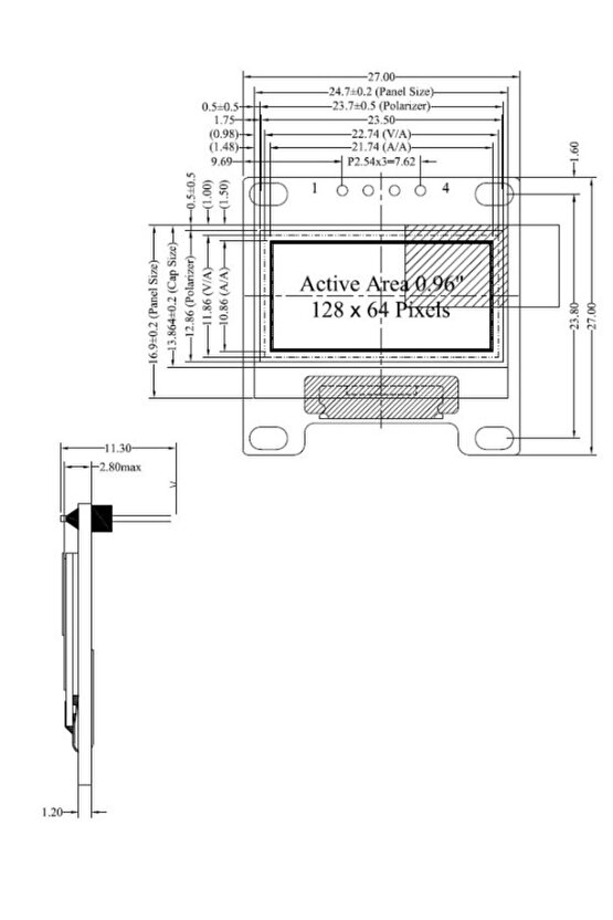 128x64 Oled Ekran Lcd 0.96 I2c Arduino Raspberry Pı Sarı Mavi