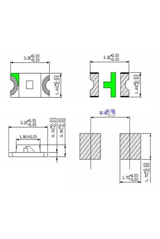 1206 Smd Led - Mor Renk - 10 Adet