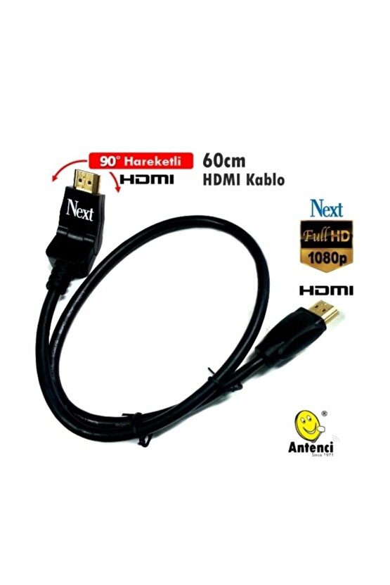 60cm HDMI Kablo Hareketli HDMI Fişli