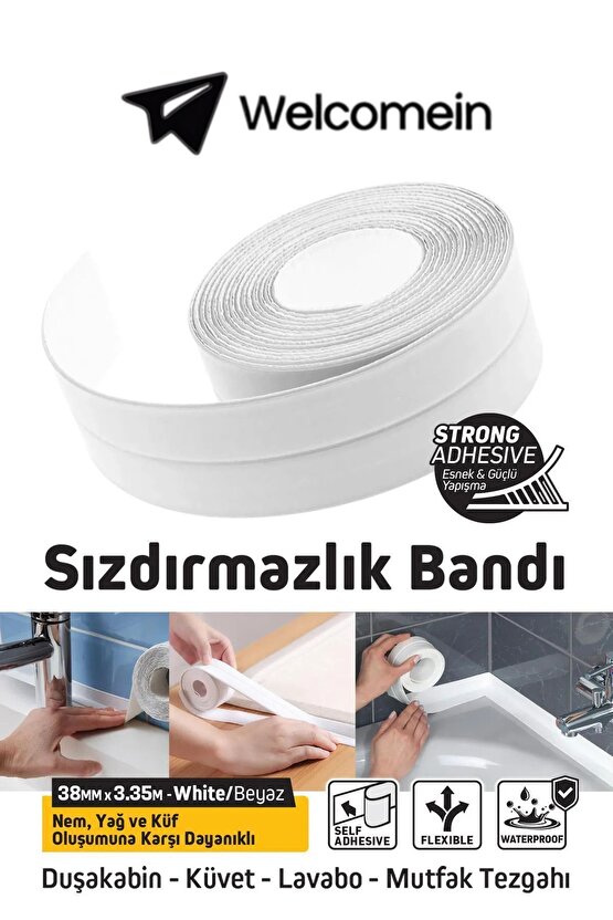 SGS1240 3.35M Banyo Küvet Mutfak Lavabo Beyaz Su Sızdırmaz Bant Su Geçirmez Kenar Bandı Sızdırmazlık