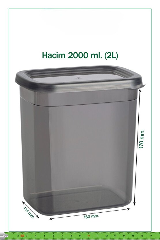 12 Adet 24 Parça 2 Litre 2000 ml. Dikdörtgen Erzak Bakliyat Saklama Kabı Çeyiz Seti Etiket Hediyeli