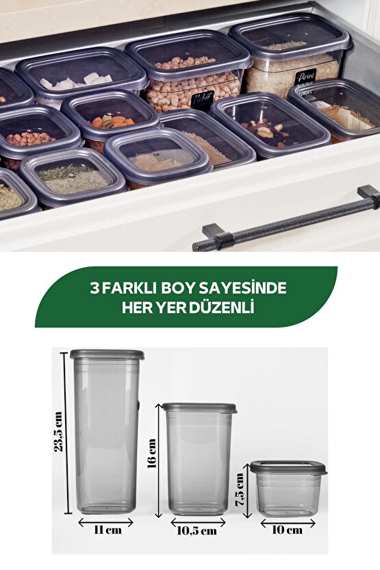 36 Adet 3 Boy 72 Parça Kaşık Hediyeli Saklama Kabı Hava Sızdırmaz Kapak Buzdolabı, Dipfriz, Çekmece