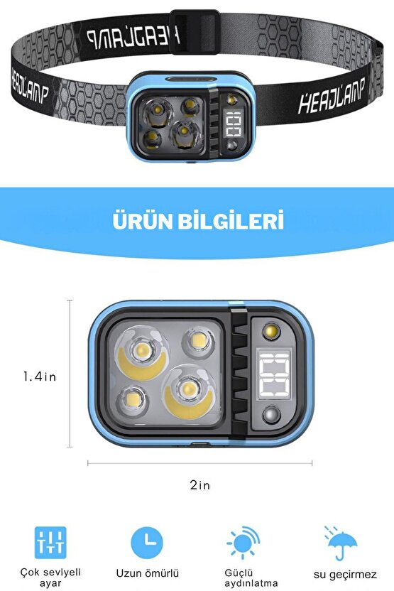 USB Şarj Edilebilir Balıkçılık LED Kafa Lambası Açık Hava Mini Taşınabilir Kafa Lambası Feneri