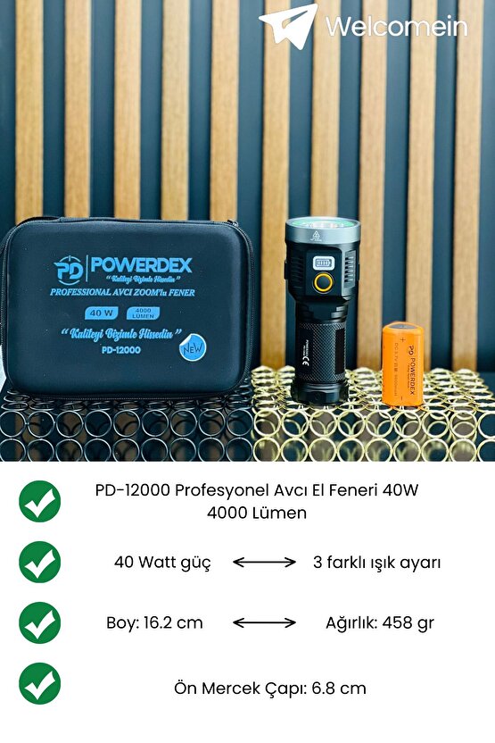 Profesyonel Avcı El Feneri 40W 4000 Lümen