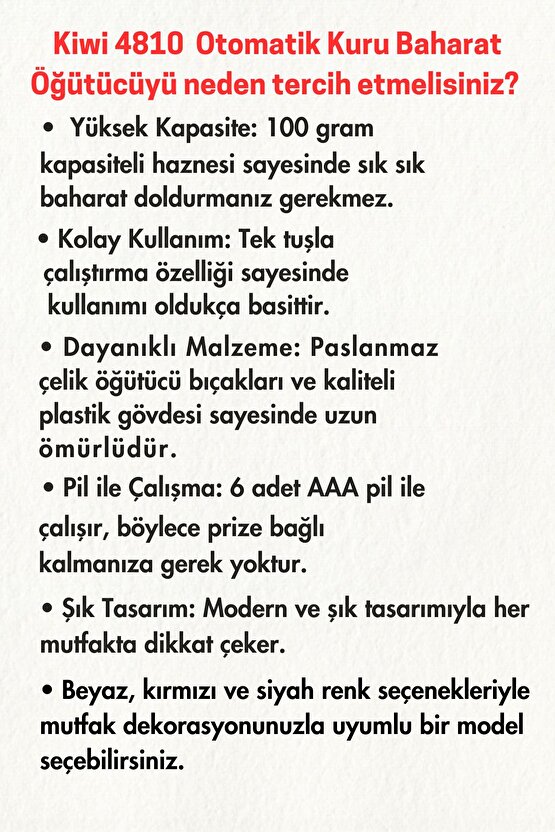 Pilli Seramik Otomatik Ayarlanabilir Tuz Karabiber Değirmeni Kuru Baharat Öğütücü (HEDİYELİK)