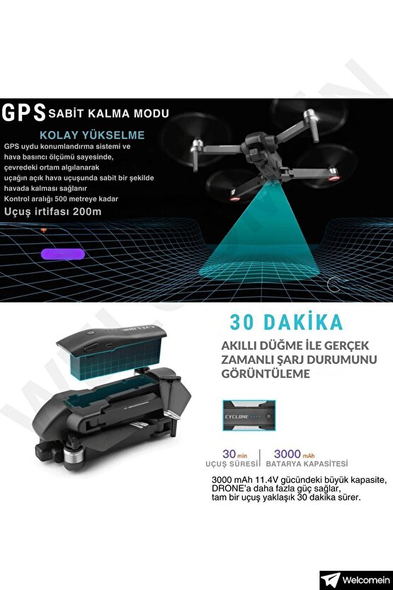 Q868 4k Full Hd 3 Km Menzil Çift Eksen Gimbal Kameralı Drone Katlanabilir Kameralı Profesyonel Drone