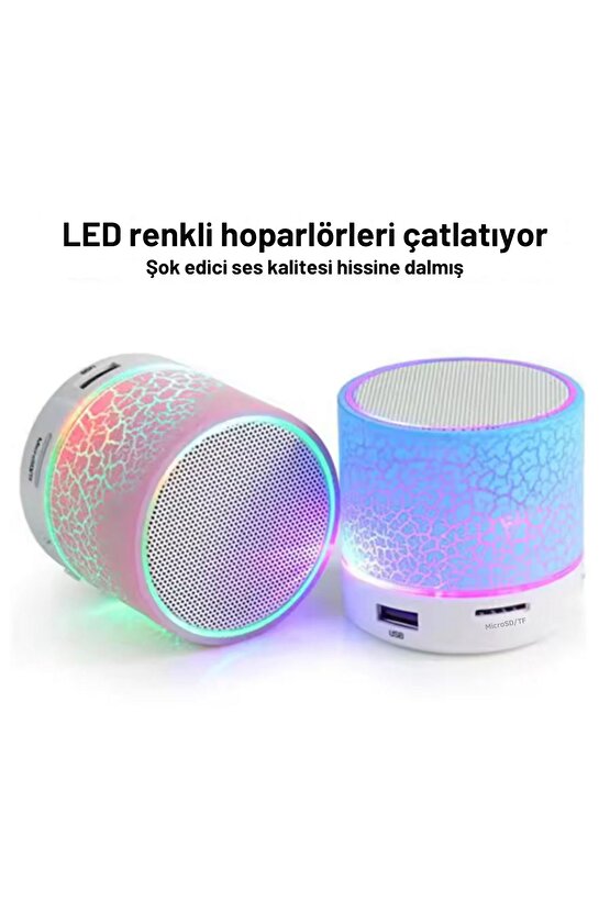 Mini Taşınabilir Mikrofonlu Bluetooth Hoparlör RGB LED Işık Parti Hoparlörü Ses Bombası