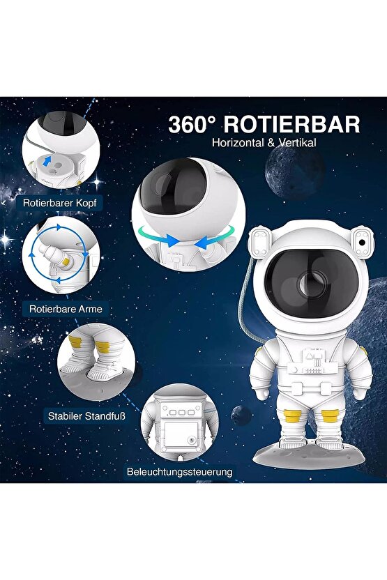 Astronot Projektör Gece Masa Lambası Galaxy Gökyüzü Star Projeksiyon Kumandalı Samanyolu Aydınlatma