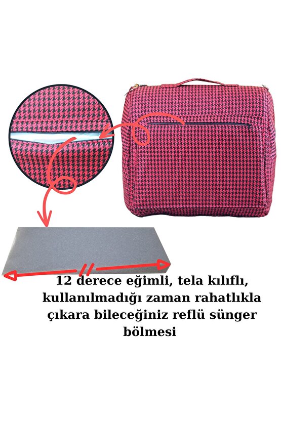 Çantalı Babynest, Bebek Çantası, Taşına Bilir Ebeveyn Yanı Reflü Yatağı Kazayağı Desenli