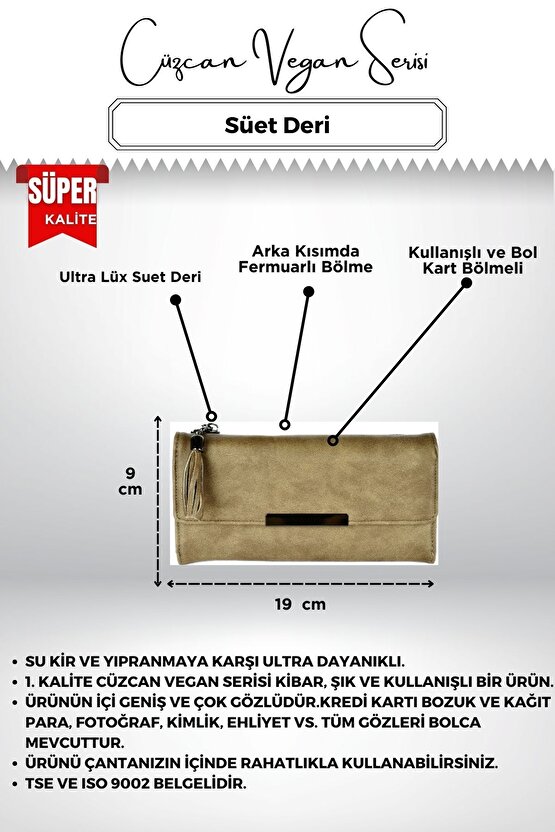 Kum Ultra Lüx Suet Deri Kibar Kadın Cüzdan