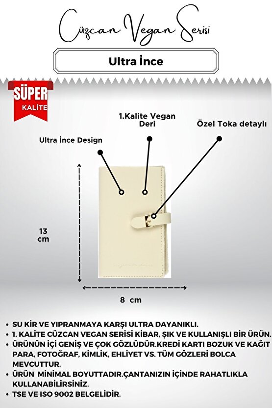 Beyaz Ultra İnce Kullanışlı Kibar Kadın Cüzdan