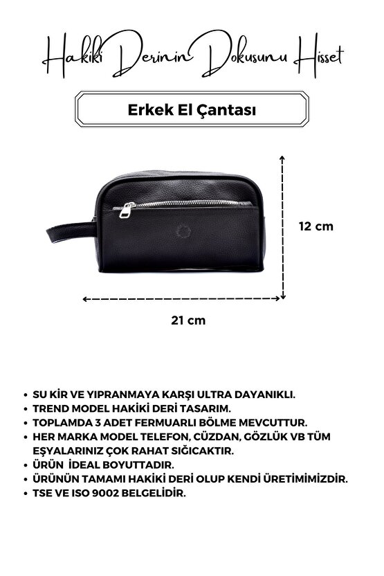 Jacks Siyah Hakiki Deri El Tutmalı Günlük-Seyahat-Spor-Traş Çantası