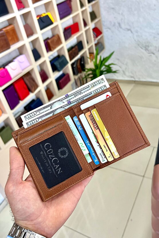 Masjen Taba Erkek Hakiki Deri Dikey Kibar Model Cüzdan