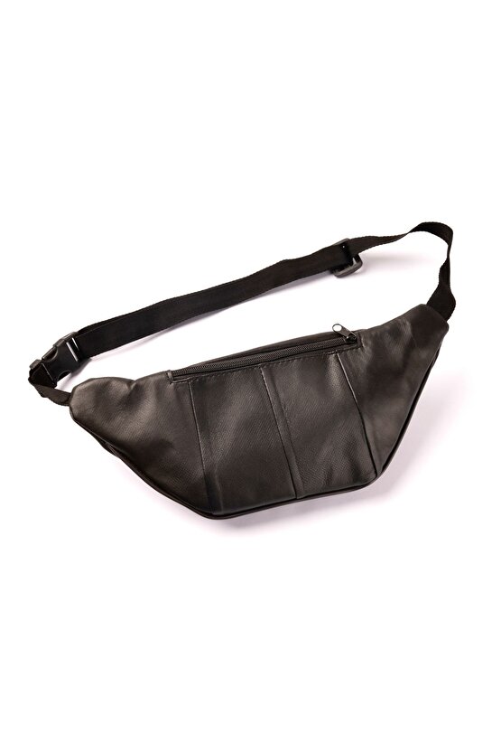 Unisex Siyah Hakiki Deri Freebag Bel ve Göğüs Çantası