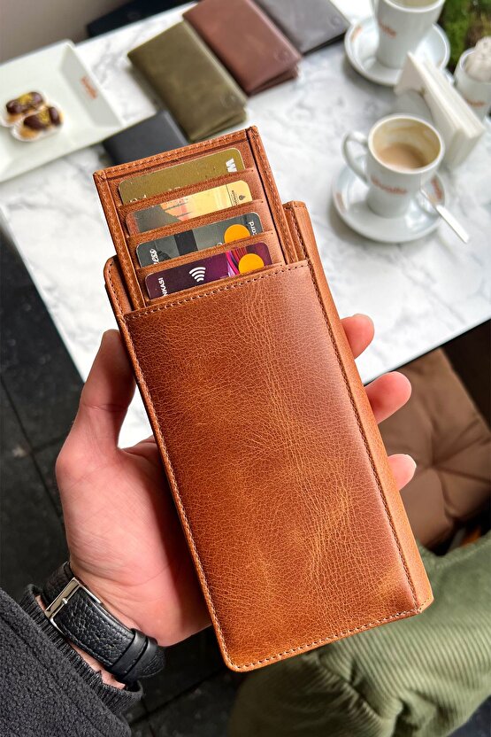Piarde Taba Unisex Hakiki Deri Kartlık Hediyeli Telefon Gözlü Cüzdan