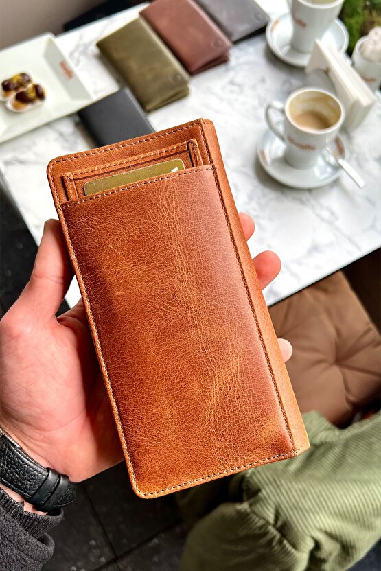 Piarde Taba Unisex Hakiki Deri Kartlık Hediyeli Telefon Gözlü Cüzdan