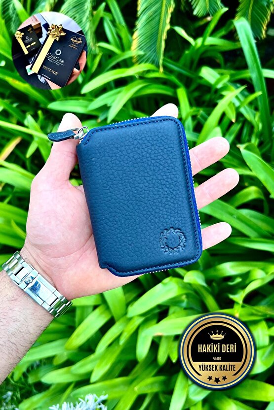 Lacivert Mini Petty Gerçek Hakiki Deri Cüzdan Unisex (KADIN  ERKEK)