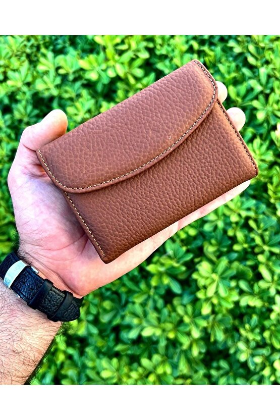 Paccho Brown Gerçek Deri Kadın Cüzdanı Bozuk Para Bölmeli
