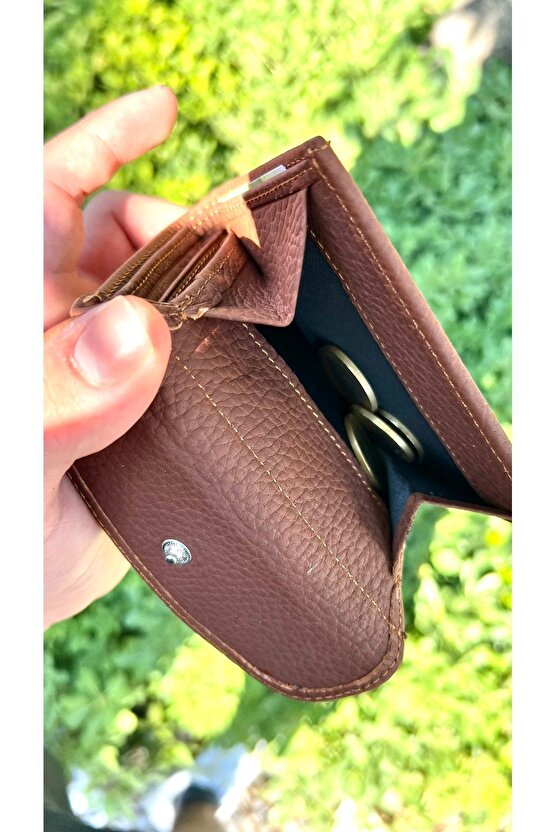Paccho Brown Gerçek Deri Kadın Cüzdanı Bozuk Para Bölmeli