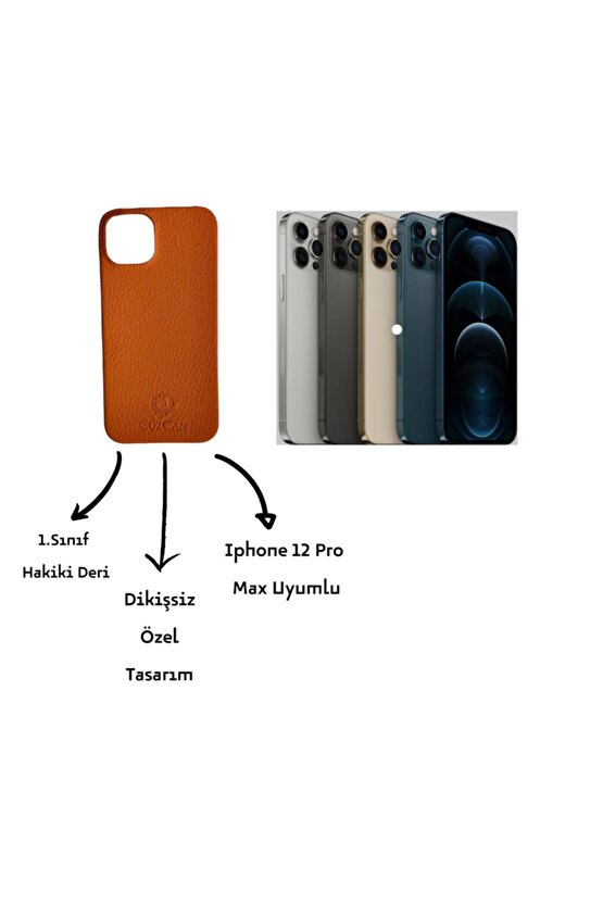 Orange Iphone 12 Promax Hakiki Deri Telefon Kılıfı