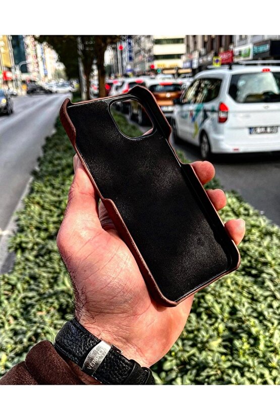 Brown Iphone 13 Hakiki Deri Telefon Kılıfı