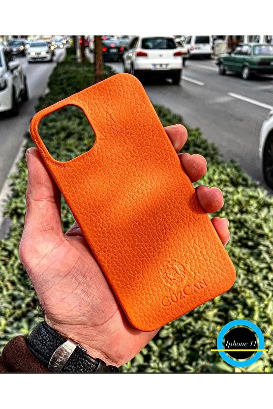 Orange Iphone 11 Hakiki Deri Telefon Kılıfı