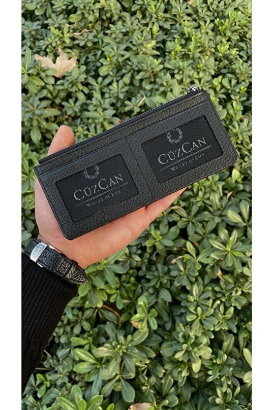 Mat Black Peony Hakiki Deri Telefon Cüzdanı
