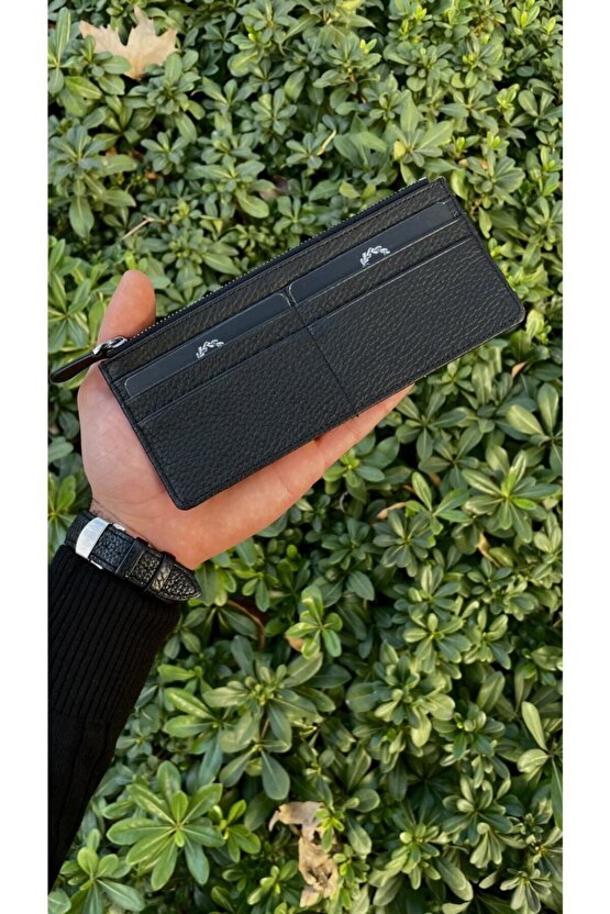 Mat Black Peony Hakiki Deri Telefon Cüzdanı