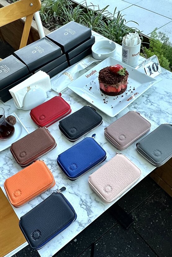 Turuncu Mini Petty Gerçek Hakiki Deri Cüzdan Unisex (KADIN  ERKEK)
