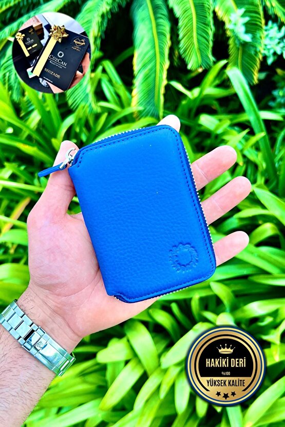 Mini Petty Hakiki Deri Unisex Fermuarlı Cüzdan Isme Özel Baskılı