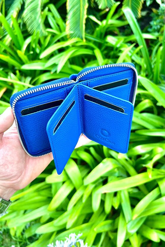 Mini Petty Hakiki Deri Unisex Fermuarlı Cüzdan Isme Özel Baskılı