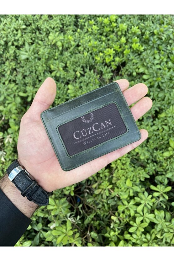 Orlando Naturel Yeşil Hakiki Deri Erkek Cüzdanı Kartlık Hediyeli