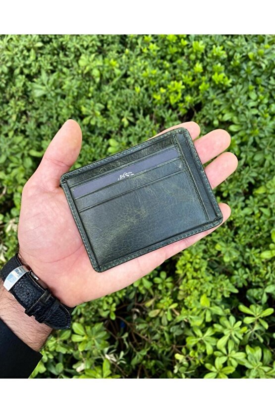 Orlando Naturel Yeşil Hakiki Deri Erkek Cüzdanı Kartlık Hediyeli