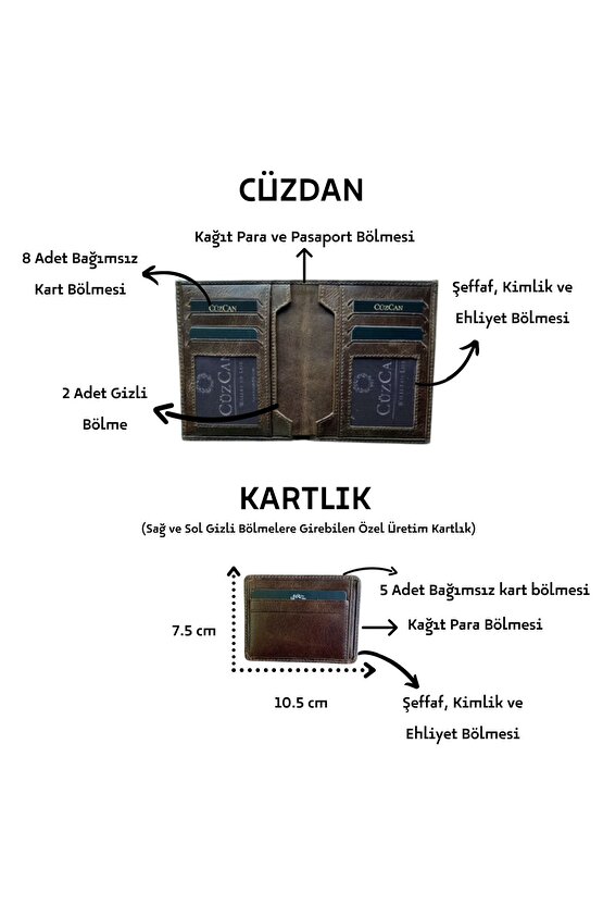 Orlando Antik Kahve Hakiki Deri Erkek Cüzdanı Kartlık Hediyeli