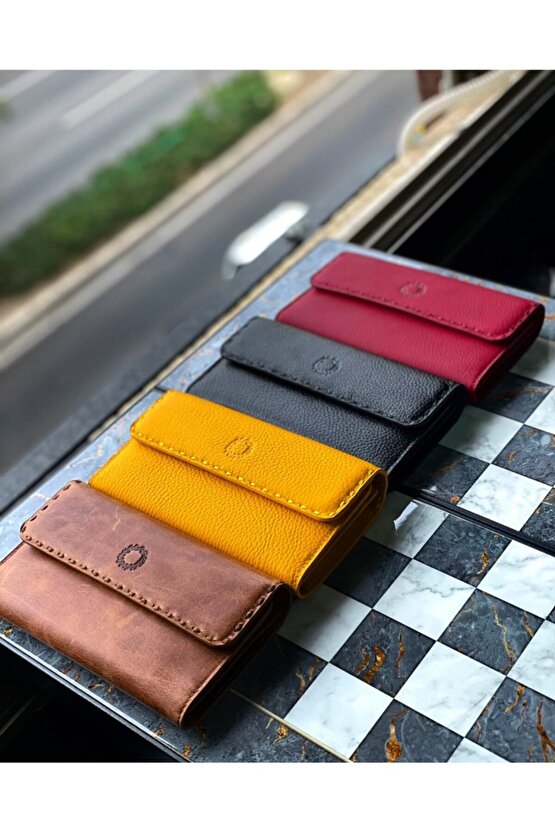 Brownline Örgü Detaylı Taba Kadın Hakiki Deri Cüzdan