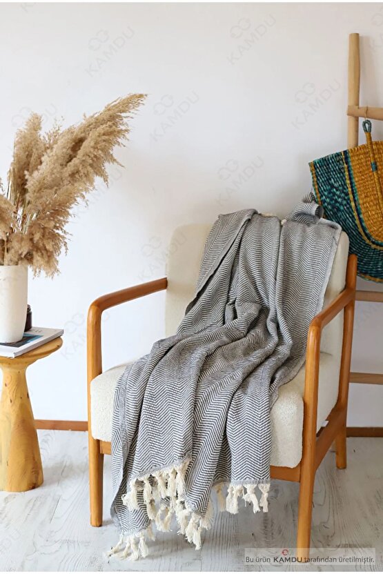 180x210cm Çift Kişilik Koltuk Örtüsü, Balık Sırtı Desenli, Çok Amaçlı Örtü, Pamuk Koltuk Örtüsü