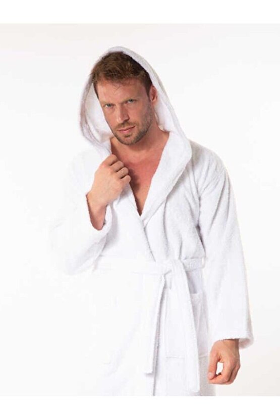 Kapüşonlu  Bornoz ,Bukle Bornoz, %100 Pamuklu ,Hamam Sauna Bornoz  Kadın  Erkek Unisex Bornoz