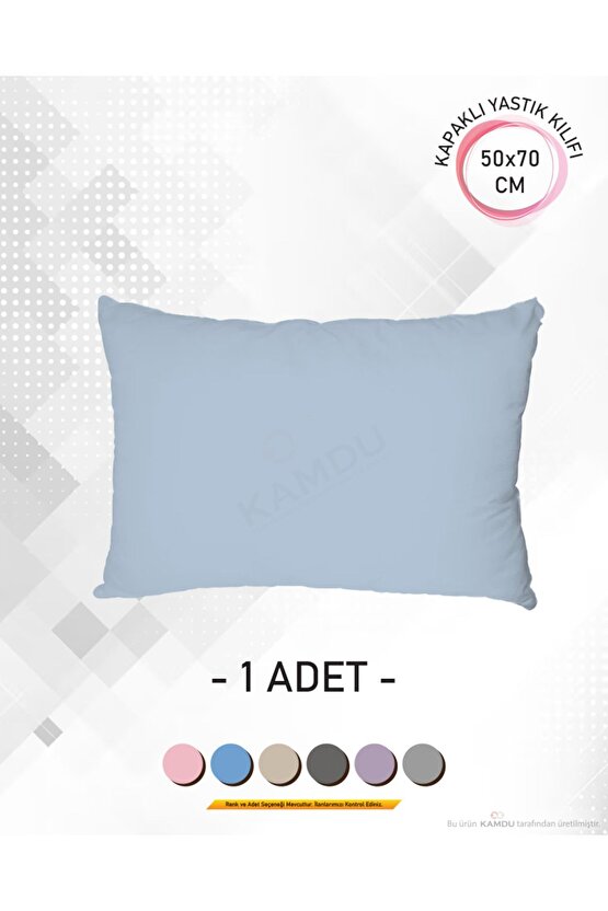 1 Adet Renkli, 50x70 Kapaklı Ranforce Premium Yastık Kılıfı