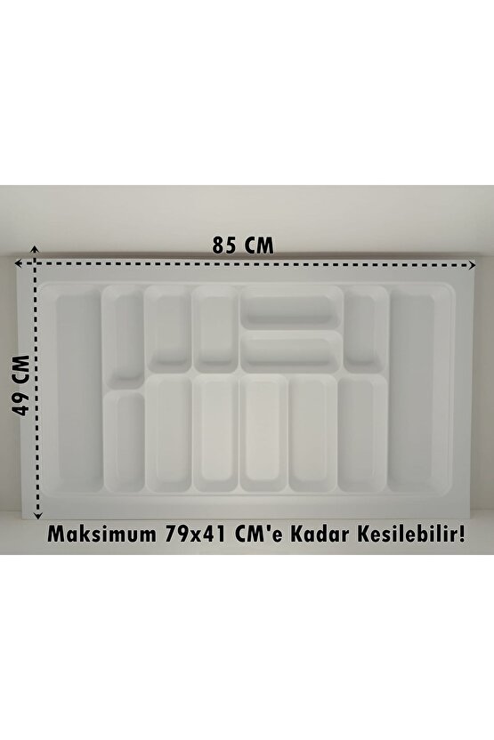 85x49 Cm. 14 Gözlü Beyaz Çekmece Içi Kaşıklık 79*41 Cme Kadar Kesilebilir