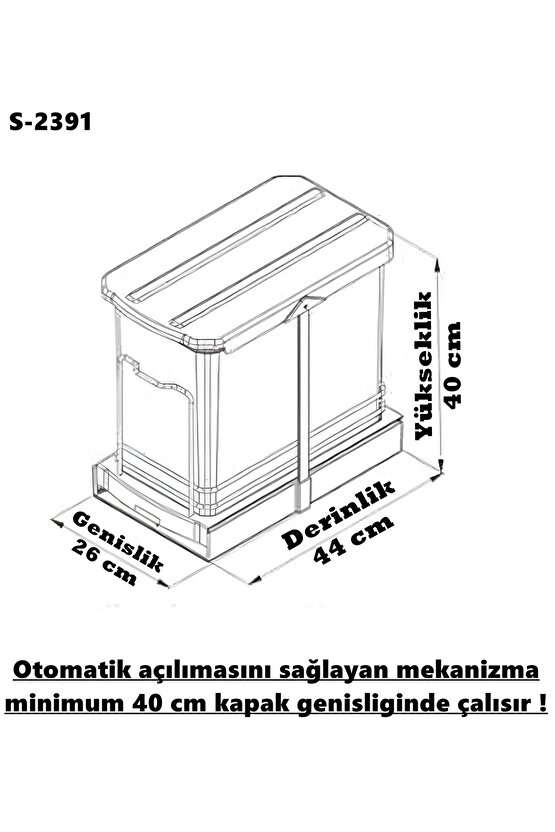 Starax 16+1 Lt 2391 Gri Teleskopik Raylı Çöp Kovası