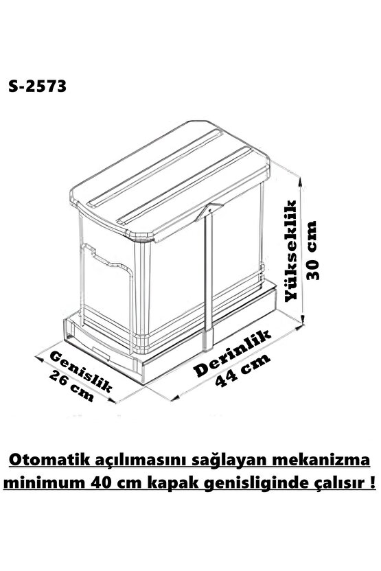 Starax 16 Lt 2573 Gri Teleskopik Raylı Çöp Kovası