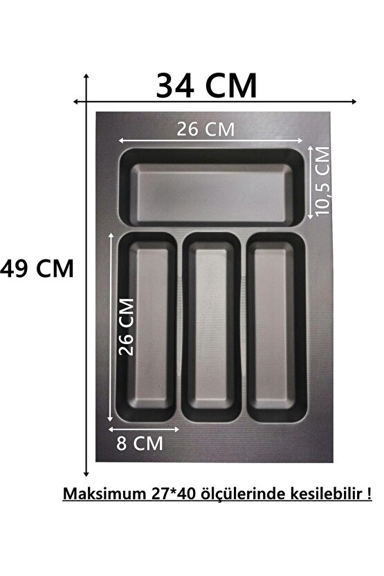 34x49 Çekmece Içi Antrasit Kaşıklık Ücretsiz Kesim (27X40 CME KADAR KESİLEBİLİR)