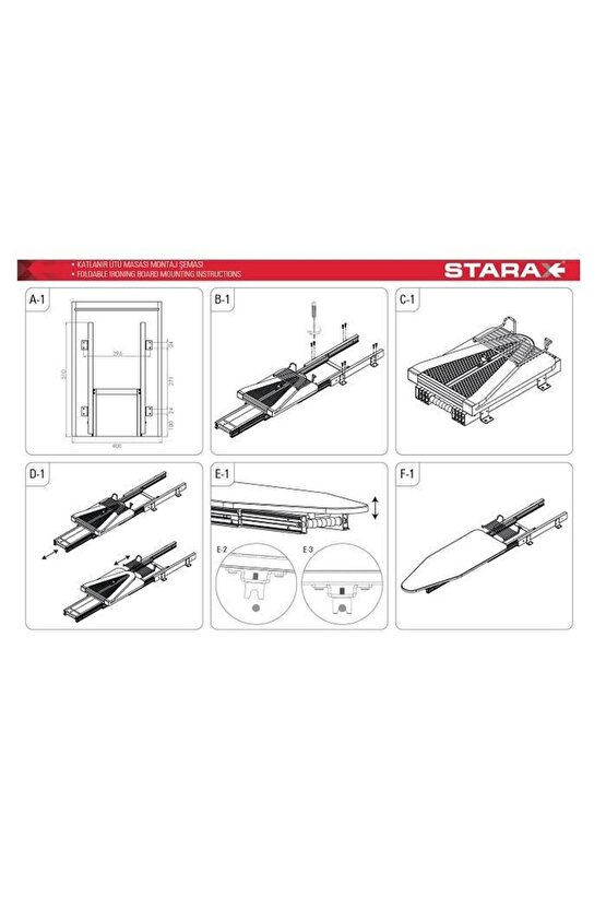 Starax Katlanır Dolap Içi Ütü Masası Antrasit S-6616-a