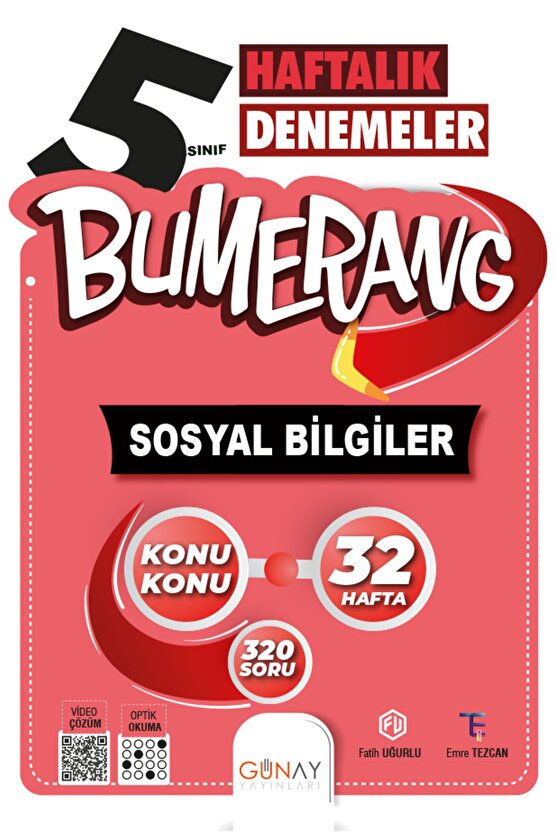 5. Sınıf Bumerang 32 Haftalık Sosyal Bilgiler Denemeleri  Günay Yayınları  9786258331004