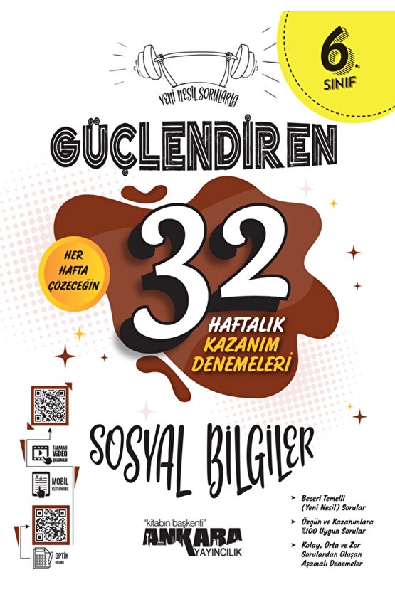 Ankara Yayıncılık 6.sınıf Güçlendiren 32 Haftalık Sosyal Bilgiler Kazanım Denemeleri