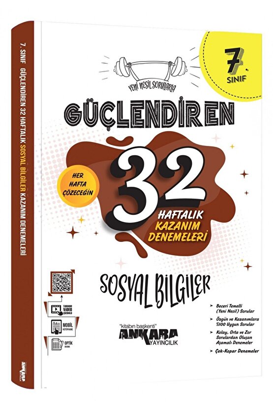 Ankara Yayıncılık 7. Sınıf Güçlendiren 32 Haftalık Sosyal Bilgiler Kazanım Denemeleri