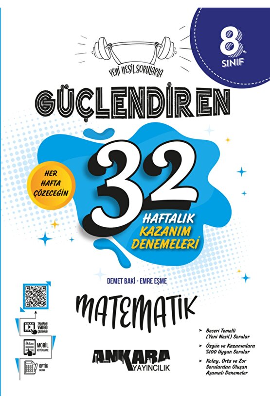 Ankara 8. Sınıf Güçlendiren 32 Haftalık Türkçe Kazanım Denemeleri Ankara Yayıncılık