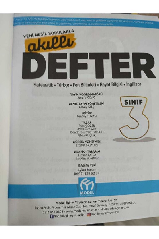 3. Sınıf Akıllı Süper Defter Tüm Dersler